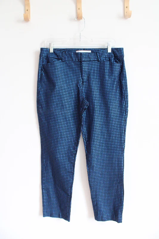Old Navy Pixie Blue & Black Houndstooth Shimmer Pants | 12 Soft Wool Pants