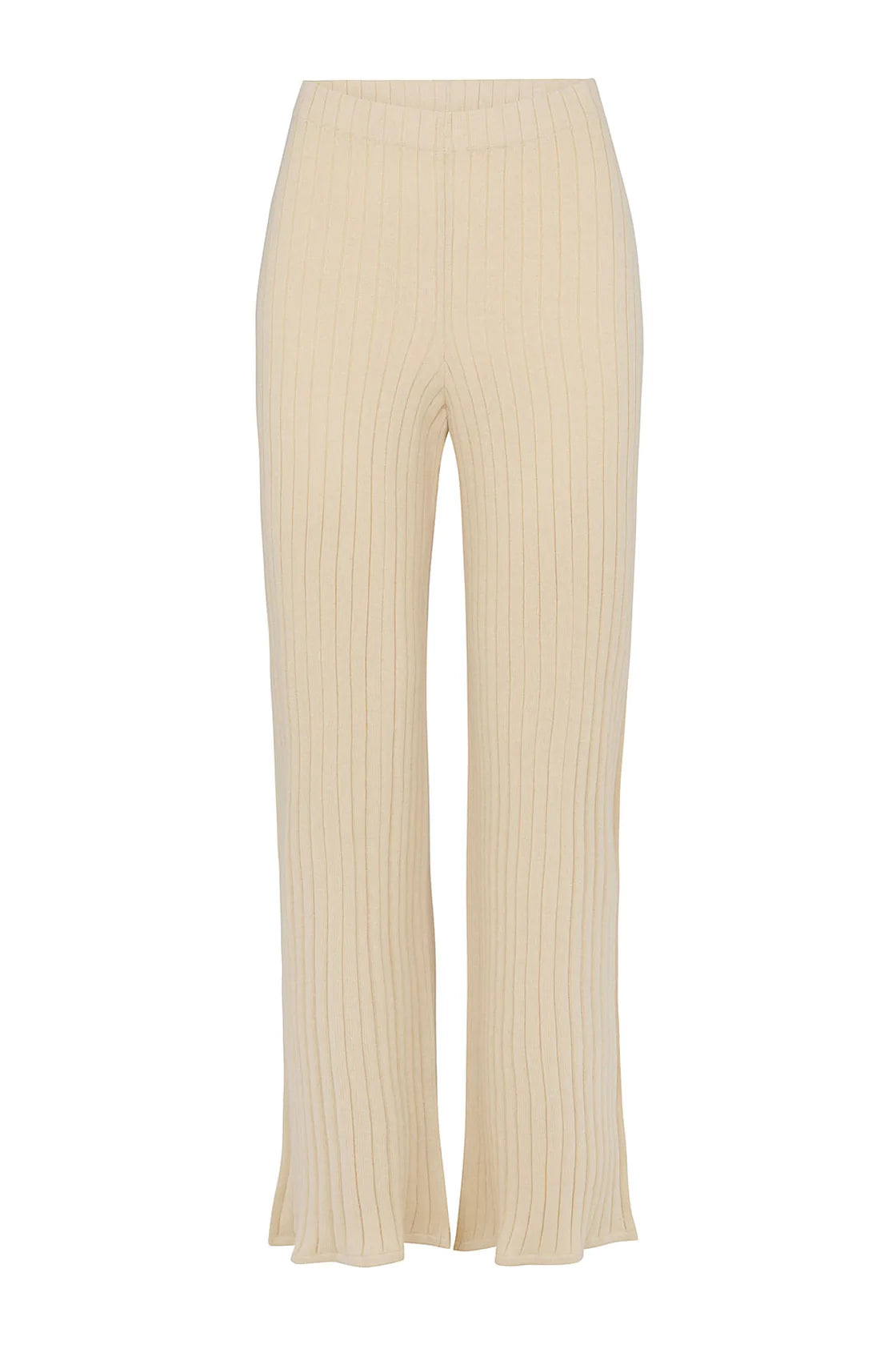 Knitted Cotton Rib Pant - Camel Classic Straight-Leg Pants