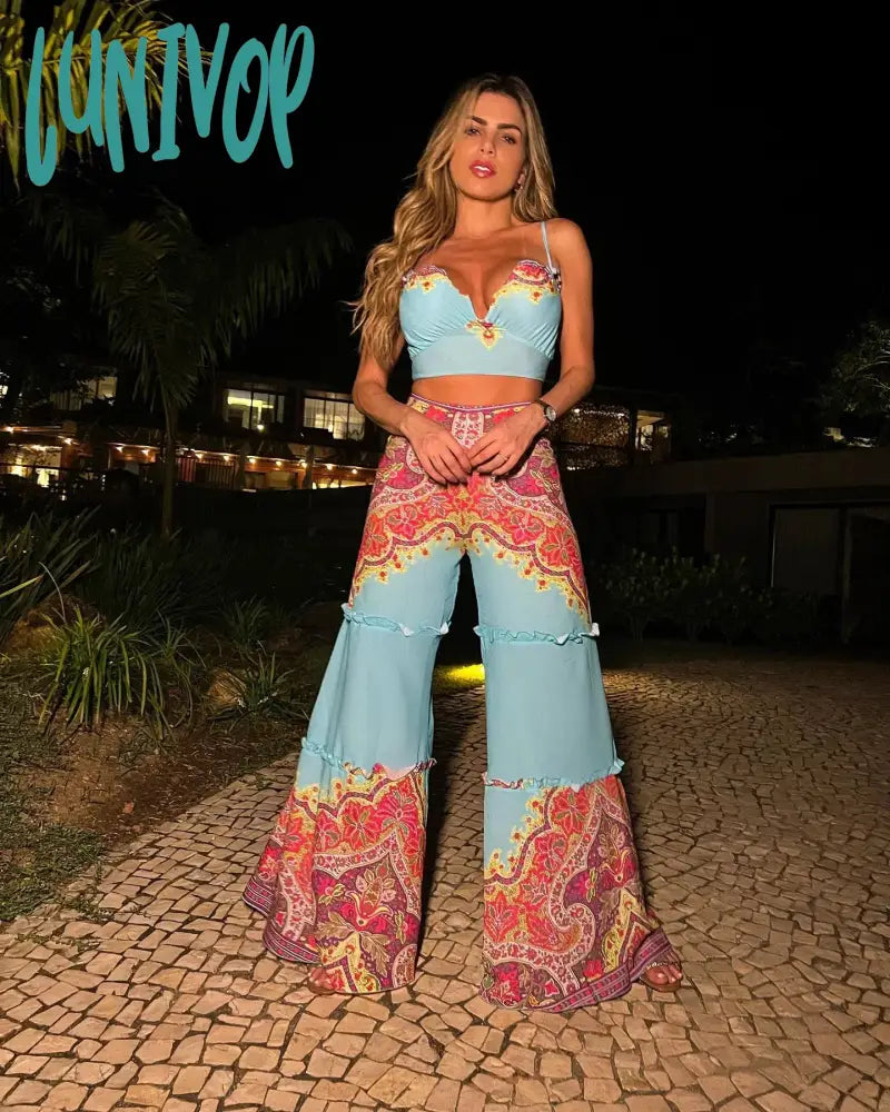 Lunivop 2024 New 2 Pieces Printed Pants Sets Sexy Bandeau Short Top High Waist Long Pants Elegant Women Clothing Fashion Vacation Suits Trendy Printed Pants Lunivop 2024 New 2 Pieces Printed Pants Sets Sexy Bandeau Short Top High Waist Long Pants Elegant Women Clothing Fashion Vacation Suits Trendy Printed Pants