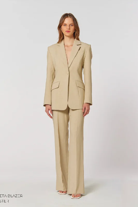 Kianna Greta Pant - Oyster Formal Stretch Pants
