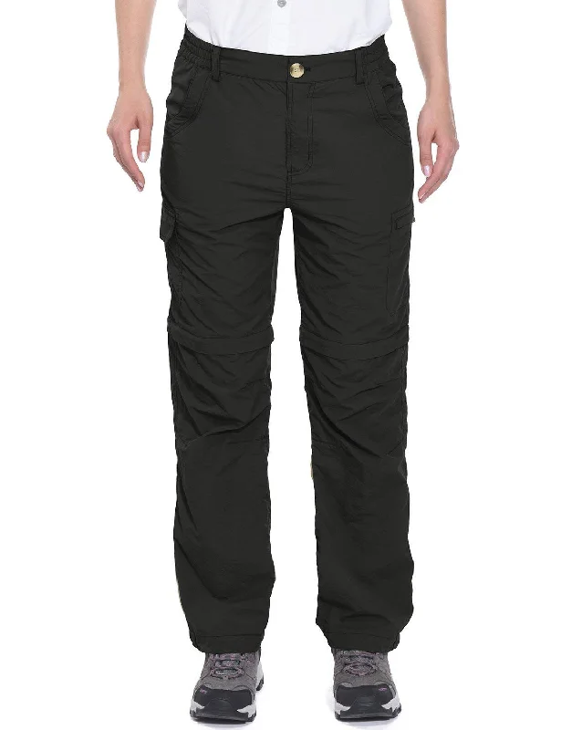 Spexial Women's Stretch Convertible Pants Zip-Off Quick Dry Hiking Pants Chic Black Leggings