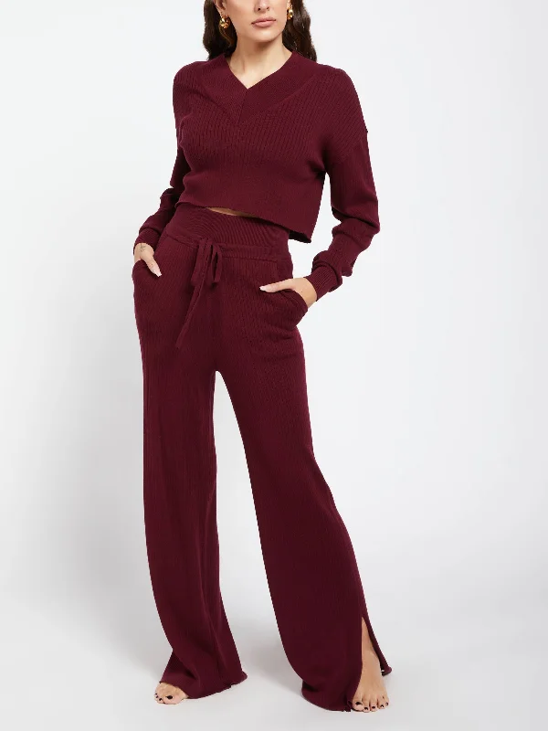 Maria Rib Pant Comfortable Wide-Leg Pants