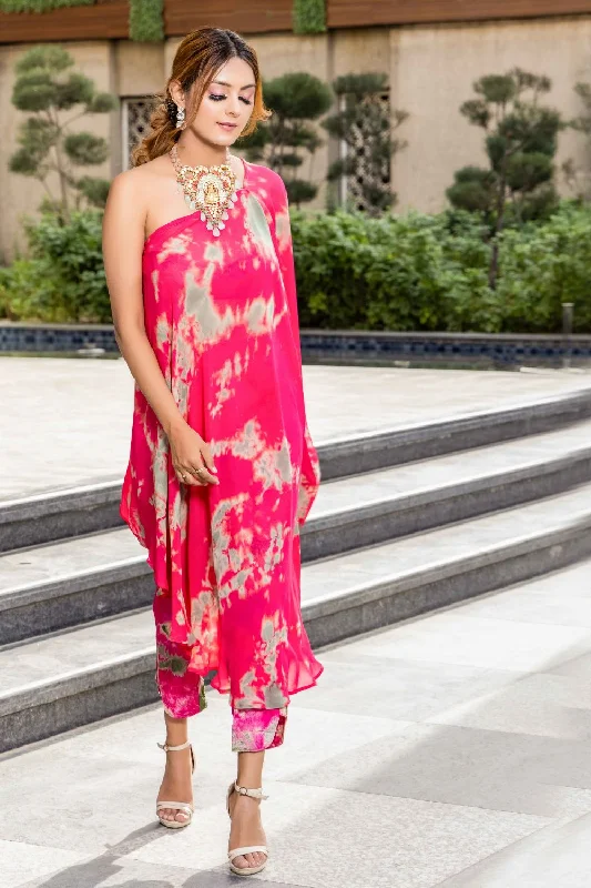 Tie And Dye Kaftan Cape With Bustier And Pants Cozy Fitted Pants