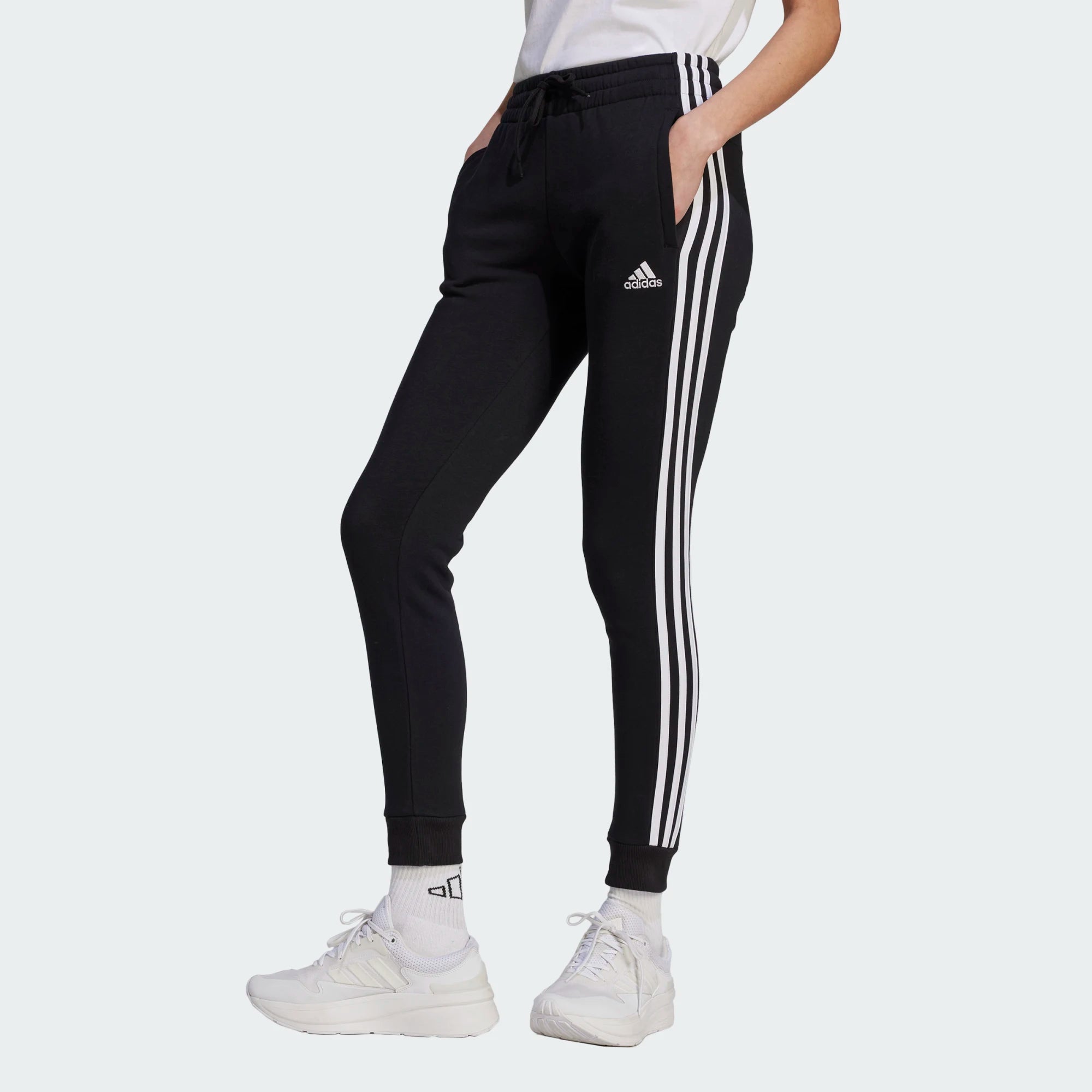 Women's Adidas Essentials 3-Stripes Fleece Pants Relaxed Casual Leggings