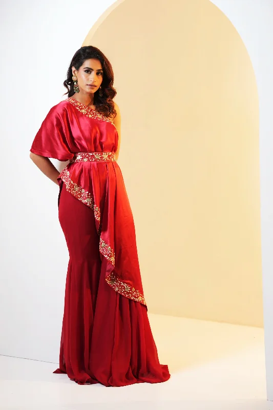 SEHER DRAPE CAR EAND FLARED PANTS SET Warm Wool Trousers