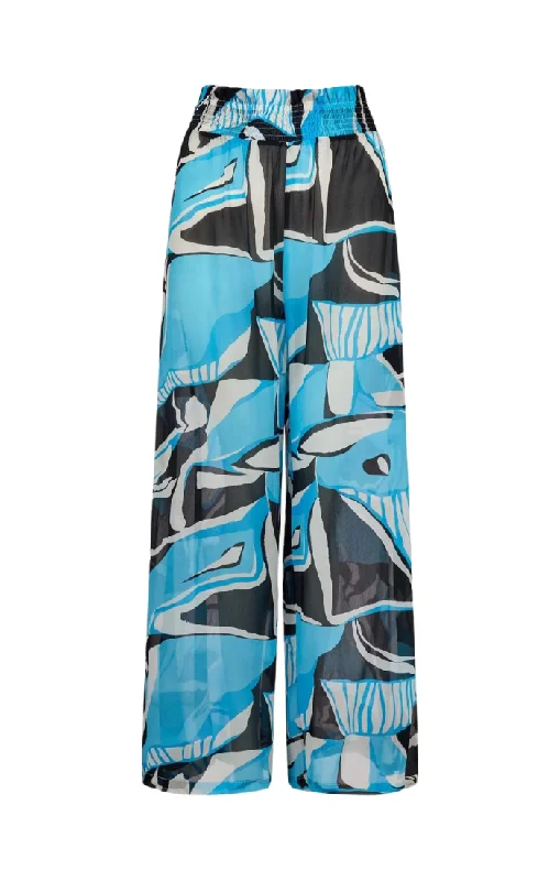 Mission Shirred Palazzo Pants - Artifice Aqua Cozy Maternity Pants