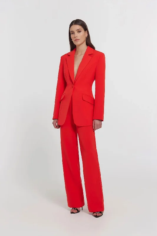 Kianna Shim Flare Pant - Red Soft Stretch Trousers