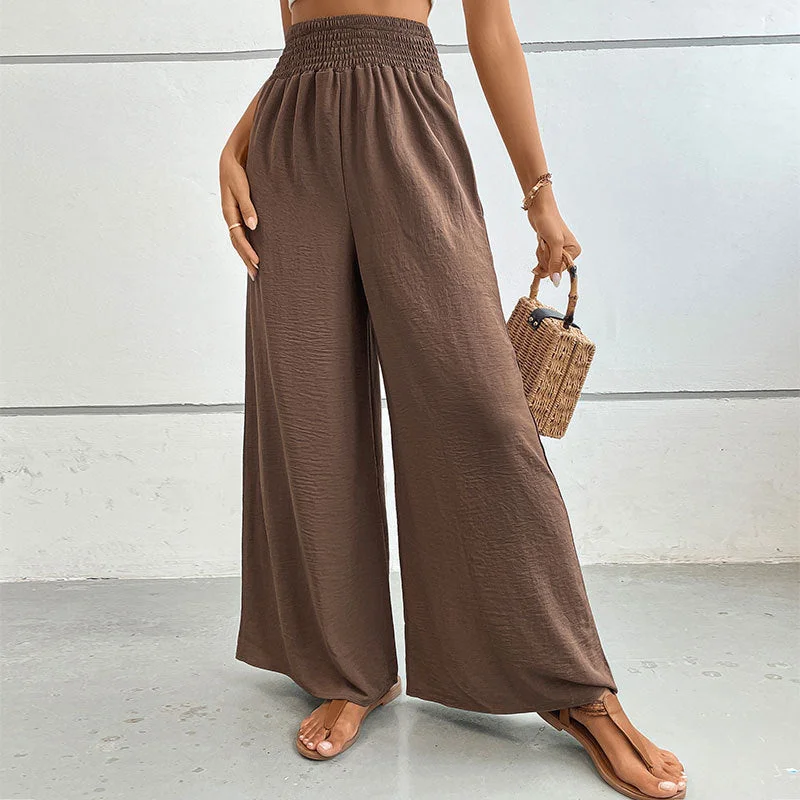 IKEARLAX New Wholesale 2025 Hot Trade Women's Clothing New Summer New Solid Color Cross-border Flared Wide Leg Pants High-Waist Jogger Pants IKEARLAX New Wholesale 2025 Hot Trade Women's Clothing New Summer New Solid Color Cross-border Flared Wide Leg Pants High-Waist Jogger Pants