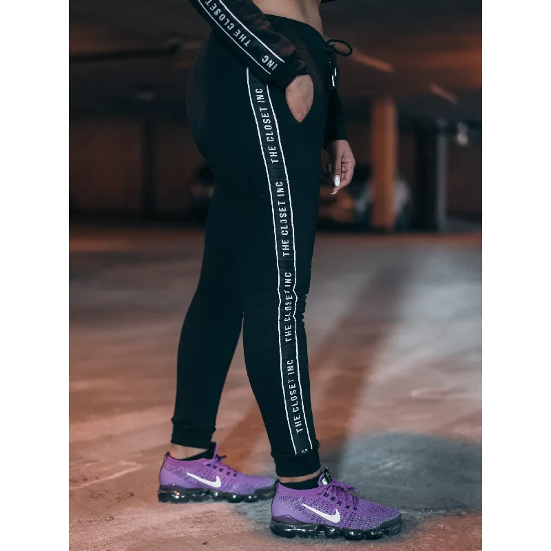 Women's The Closet Inc. Pull Over Tape Pants-Black Casual Wide Pants