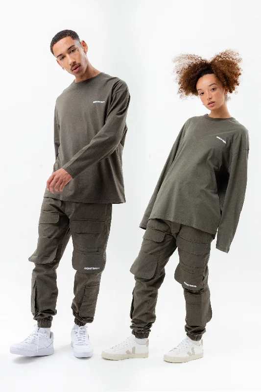 Continu8 Khaki Cargo Pants Slim Fit Casual Pants