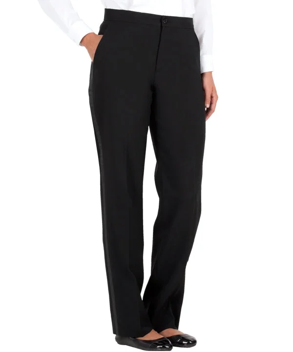 Women's Black, Flat Front, Tuxedo Pants with Satin Stripe Comfortable Jogging Pants