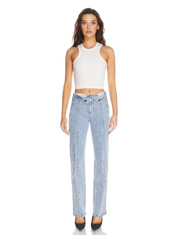 Ava Denim Pant Classic Pleated Pants