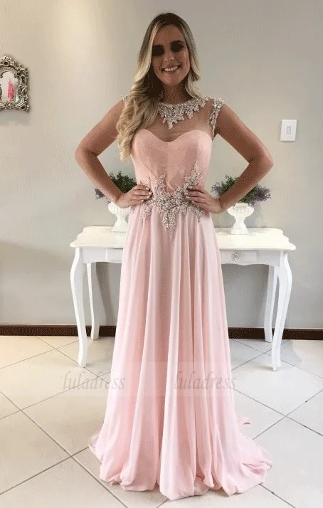 Pink Prom Dress,Floor-length Prom Dress