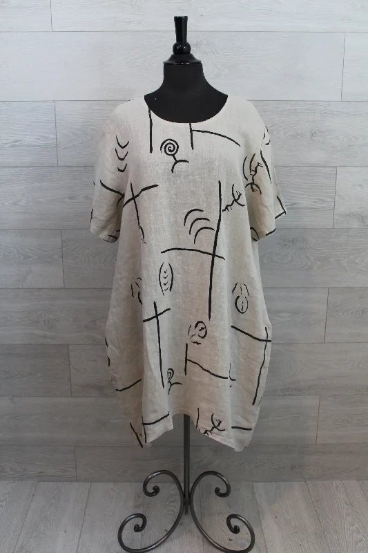 Made In Italy - Abstract Print s/s Dress - FINAL SALE ITEM