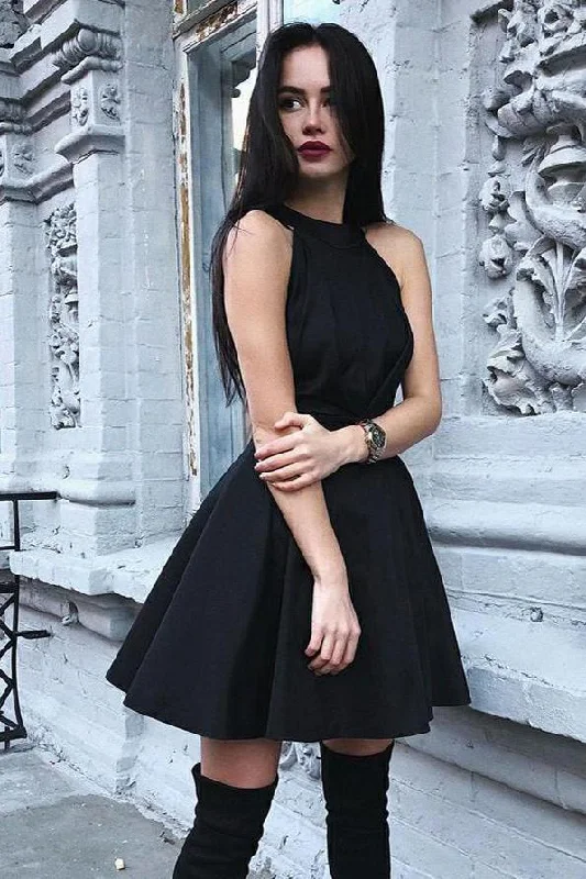 Little Black Halter Open Back Homecoming Dresses Under 100 Cute Short Prom Dresses H1056 Little Black Halter Open Back Homecoming Dresses Under 100 Cute Short Prom Dresses H1056
