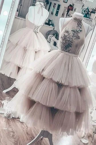 Unique Short Layered Tulle High Neck Backless Short Prom Dress Homecoming Dresses WK938 Unique Short Layered Tulle High Neck Backless Short Prom Dress Homecoming Dresses WK938