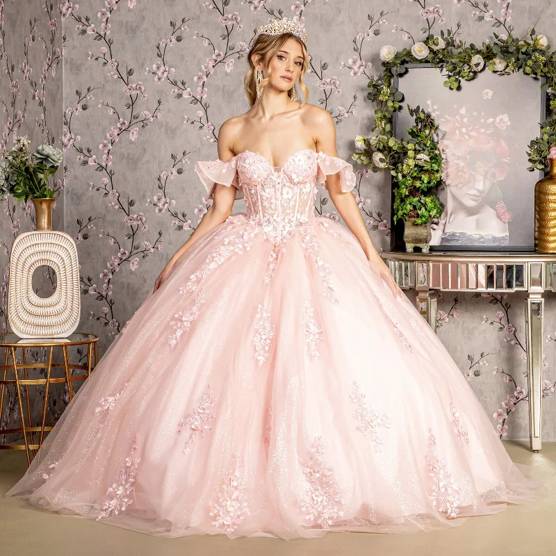 3D Flower Long Ball Gown Quinceanera Dress