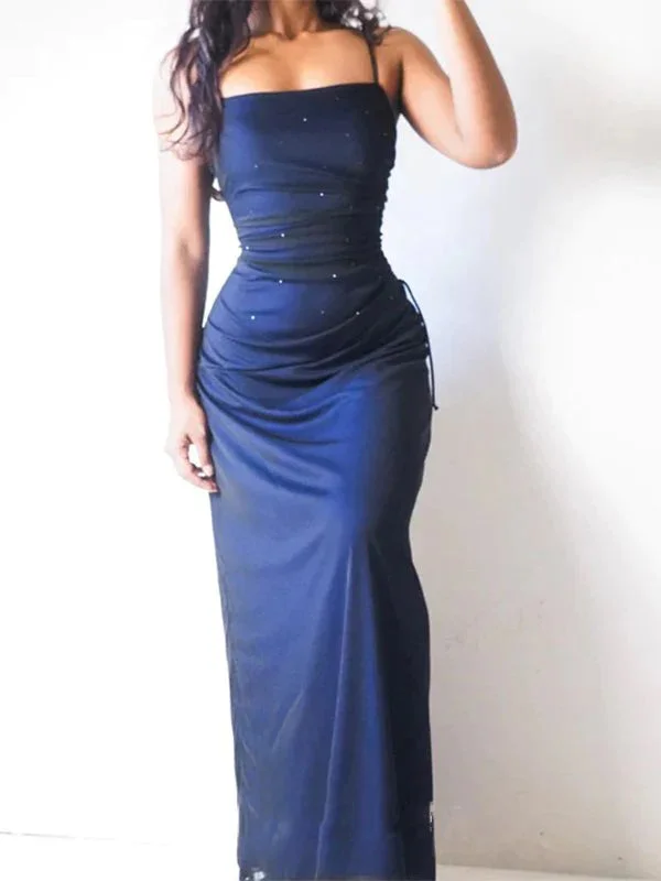 Elegant Spaghetti Straps Mermaid Royal Blue Long Evening Prom Dress Online, OL048