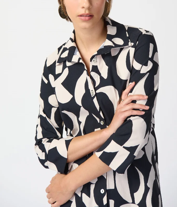 Joseph Ribkoff Dresses - Abstract Print Stretch Poplin Trapeze Dress FINAL SALE ITEM Joseph Ribkoff Dresses - Abstract Print Stretch Poplin Trapeze Dress FINAL SALE ITEM