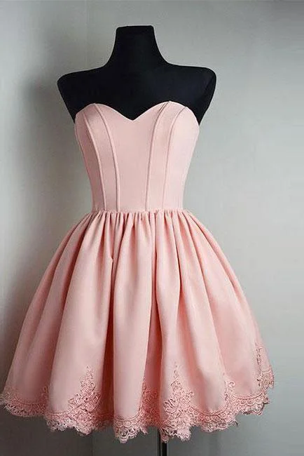 Strapless Sweetheart Short Pink Ball Gown Cute Mini Open Back Homecoming Dress WK169 Strapless Sweetheart Short Pink Ball Gown Cute Mini Open Back Homecoming Dress WK169