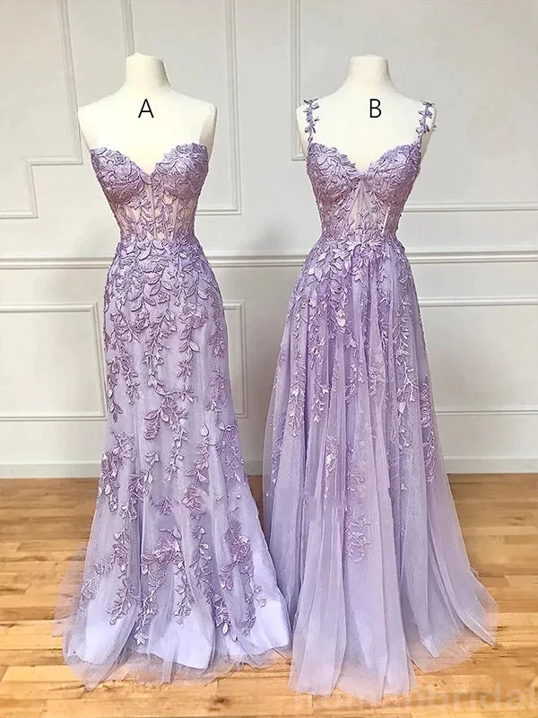 Mismatched Spaghetti Straps Sweetheart Mermaid A-line Applique Tulle Evening Prom Dress Online, OL098 Mismatched Spaghetti Straps Sweetheart Mermaid A-line Applique Tulle Evening Prom Dress Online, OL098