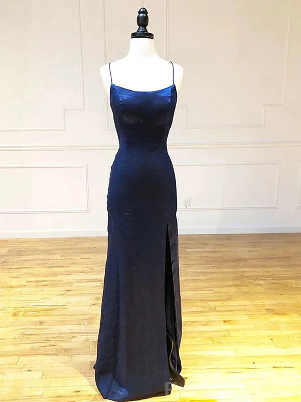 Elegant Spaghetti Straps Mermaid Side Slit Royal Blue Evening Prom Dress Online, OL097 Elegant Spaghetti Straps Mermaid Side Slit Royal Blue Evening Prom Dress Online, OL097