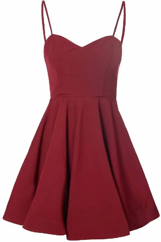 Simple A-Line Spaghetti Straps Satin Burgundy Short Homecoming Dress With Pleats WK13 Simple A-Line Spaghetti Straps Satin Burgundy Short Homecoming Dress With Pleats WK13