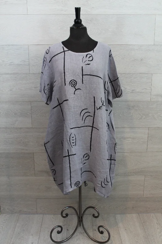 Made In Italy - Abstract Print s/s Dress - FINAL SALE ITEM