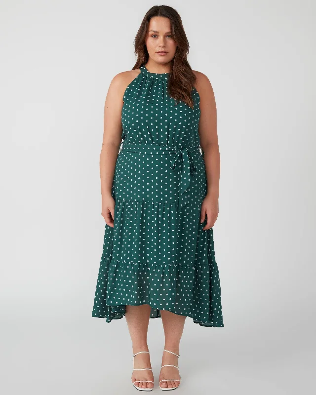 La Bocca Halter Dress | Evergreen/Milk