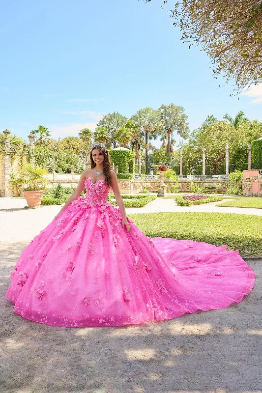 Amarra 54218 Long 3D Floral Glitter Ball Gown Quinceanera Dress
