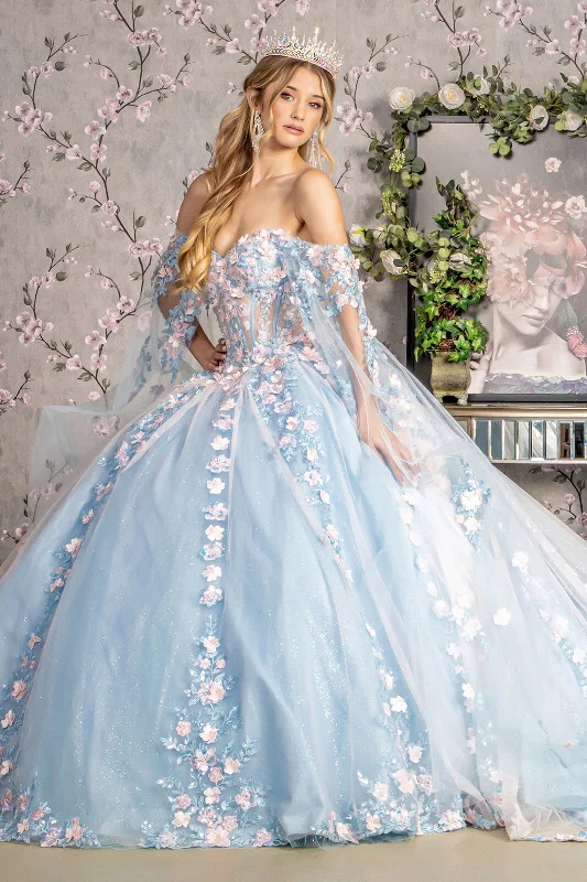 Quinceanera Dress 3D Flower Long Ball Gown
