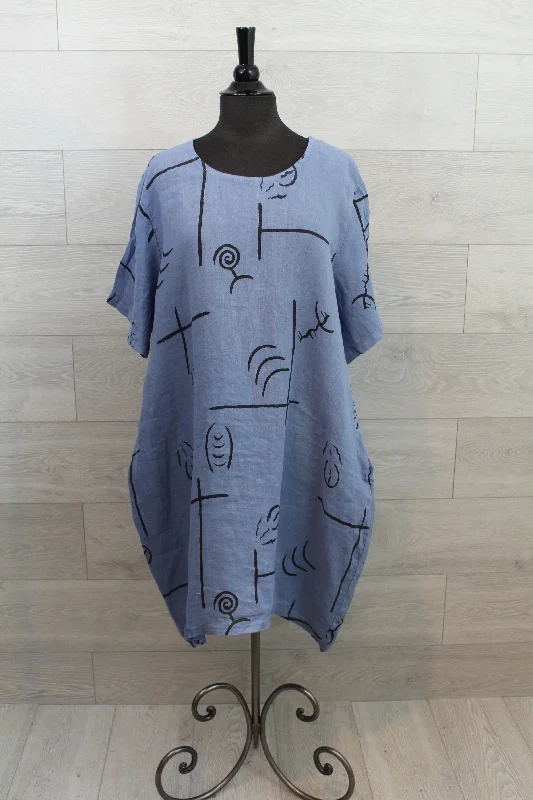 Made In Italy - Abstract Print s/s Dress - FINAL SALE ITEM