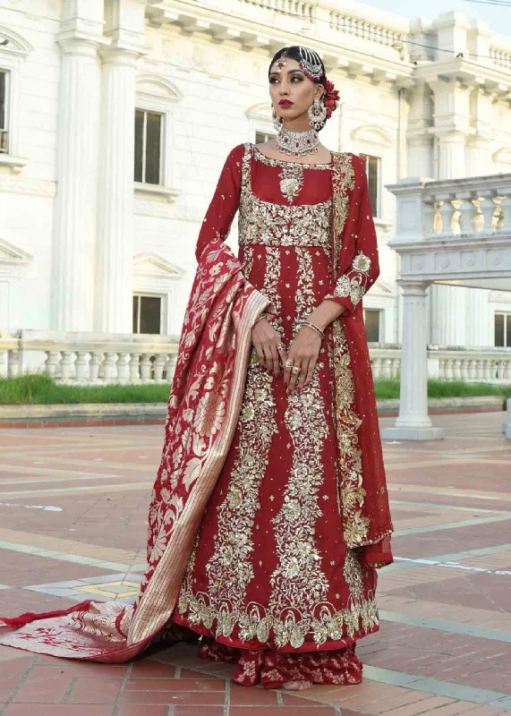 Pakistani Bridal Pishwas with Red Lehenga Dress #BS750
