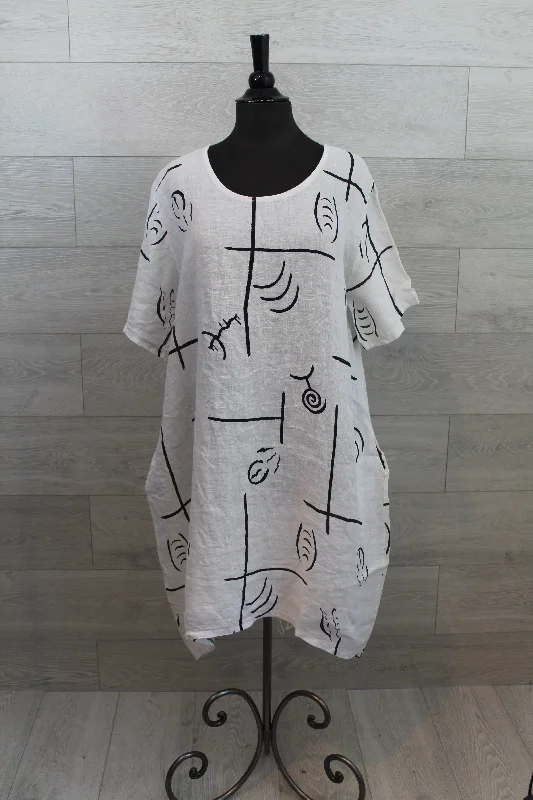 Made In Italy - Abstract Print s/s Dress - FINAL SALE ITEM