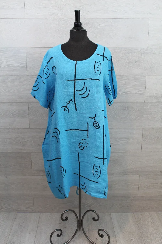 Made In Italy - Abstract Print s/s Dress - FINAL SALE ITEM