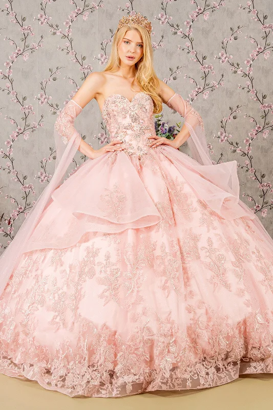 Long Detachable Sleeves Quinceanera Dress