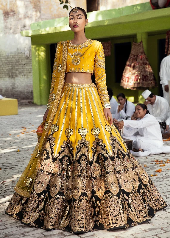 Pakistani Yellow Lehenga with Choli Bridal Dress #BS791