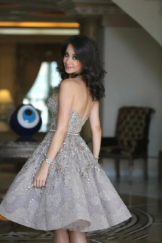 Short Gorgeous Strapless Popular Sparkly Unique Knee-Length Homecoming Dresses PD155 Short Gorgeous Strapless Popular Sparkly Unique Knee-Length Homecoming Dresses PD155