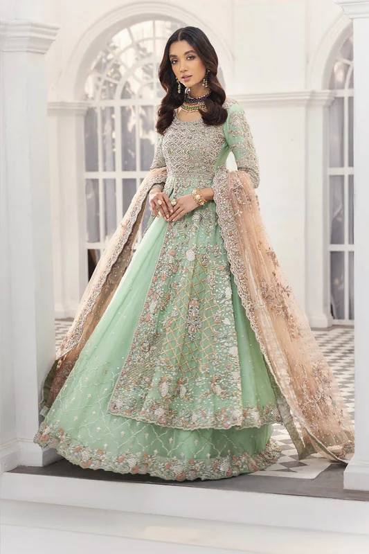 Mint Green Lehenga with Front Open Gown Dress #BS825