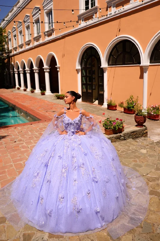 Amarra 54254 Detachable Cape Long Ball Gown Quinceanera Dress