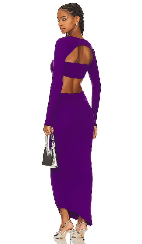 Baobab Geneva Cut Out Maxi Dress in Purple Cozy Spaghetti Strap Maxi Dress