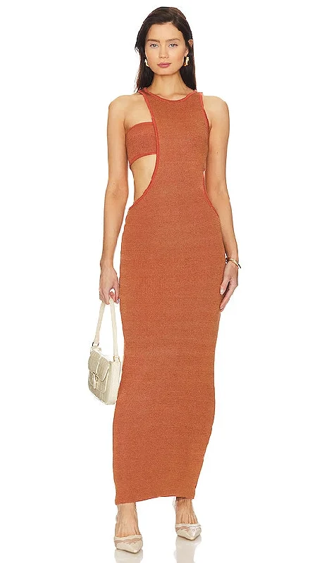 Baobab Julia Cut Out Maxi Dress in Burnt Orange Comfortable Casual Maxi Dress