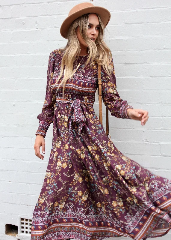 Bella Maxi Dress w/ Tie - Essie Trendy Satin Maxi Dress