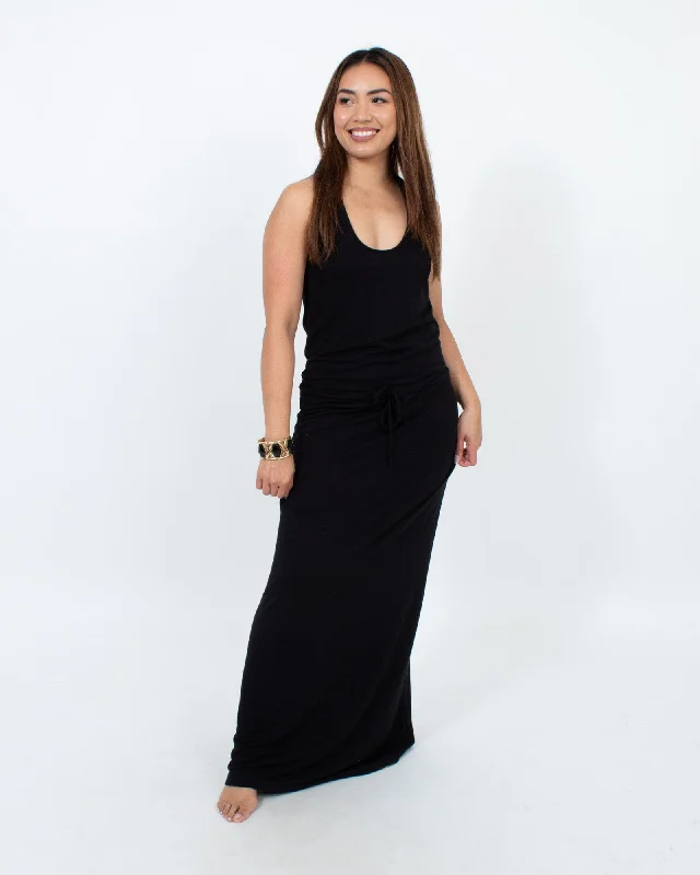 Black Casual Maxi Dress Fashionable Chiffon Tiered Maxi Dress