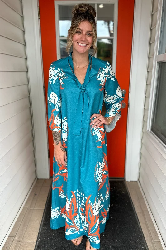 Botanical Graphic Maxi Dress Classic V-Neck Maxi Dress