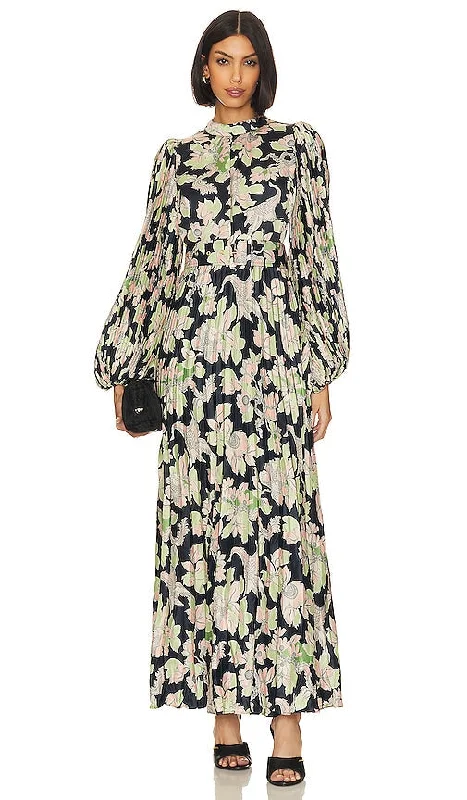 byTiMo Maxi Dress in Black Trendy Button Front Maxi Dress