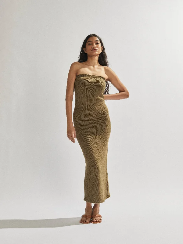 Cora Maxi Dress Khaki Trendy V-Neck Maxi Dress