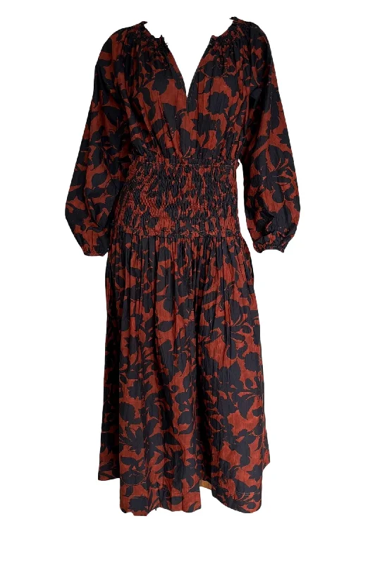 Esparta Long Sleeve Maxi Dress Comfortable Pleated Maxi Dress