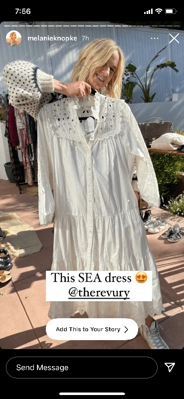Eyelet Long Sleeve Maxi Dress Trendy Maxi Dress with Straps