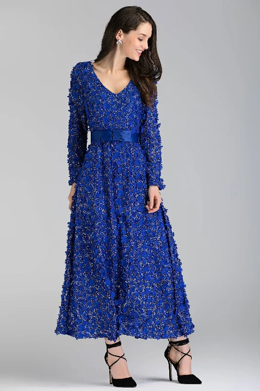 Fiore Blu Notte Maxi Dress Stylish Maxi Dress with Frills